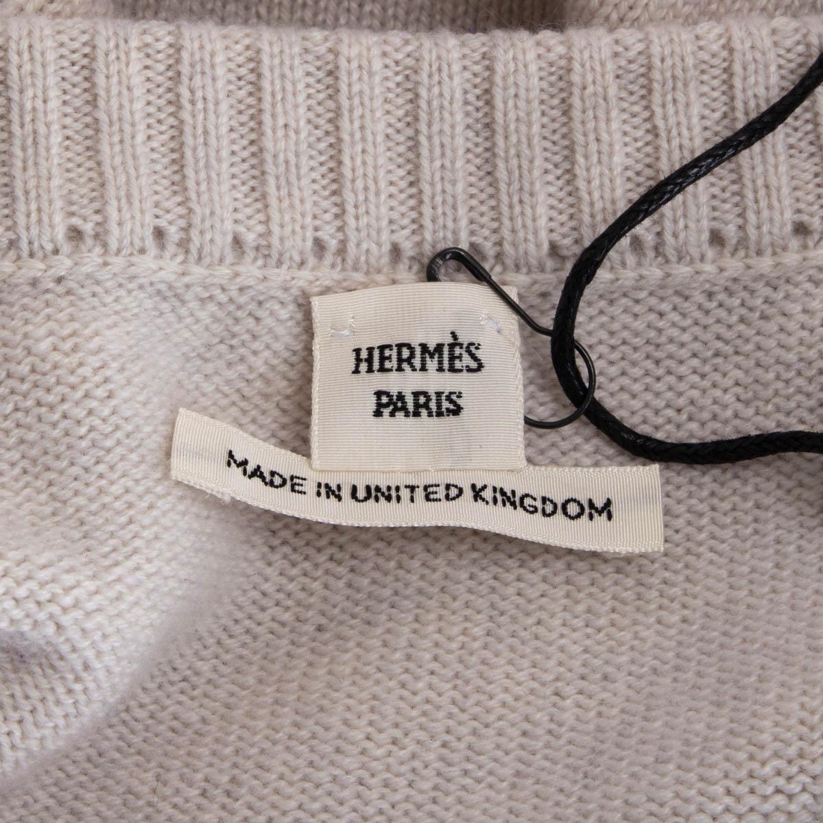 HERMES light grey cashmere ROUND NECK Sweater 36 XS For Sale 1