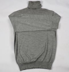 Hermes Light Grey Fine Cashmere and Silk Roll Neck