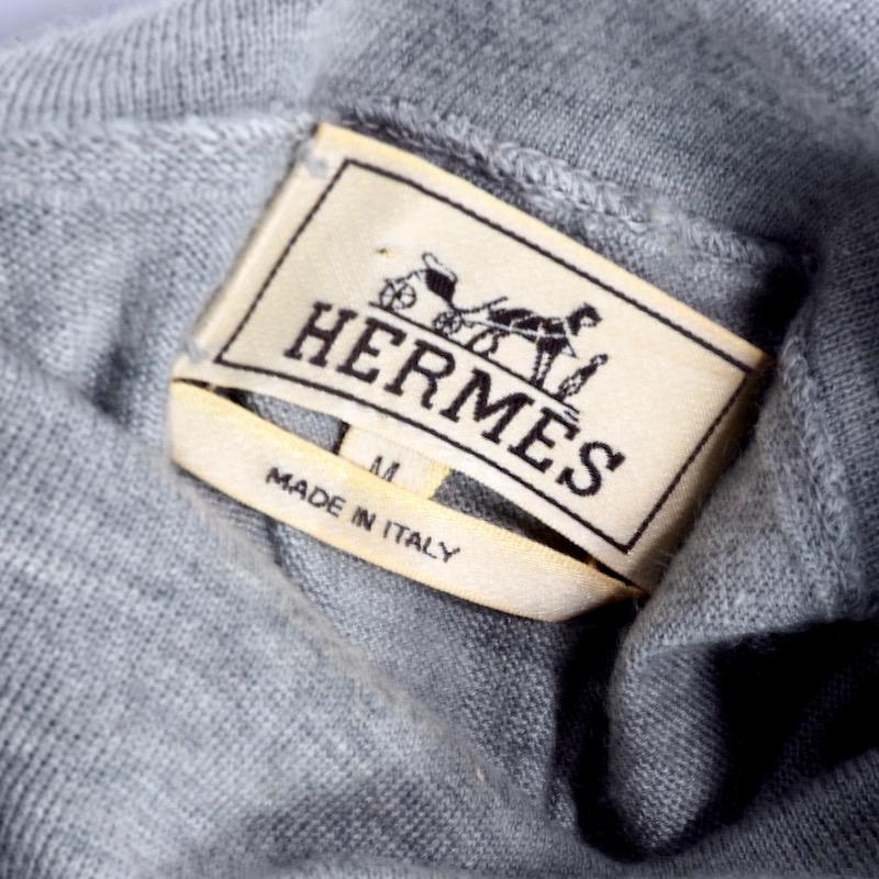 Hermes Light Grey Fine Cashmere and Silk Roll Neck For Sale 2