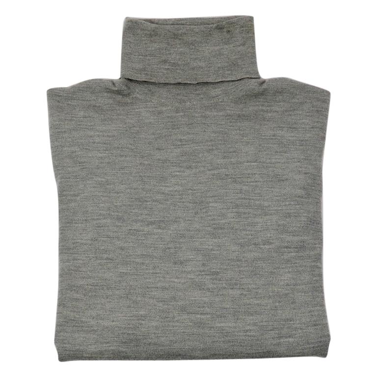 Hermes Light Grey Fine Cashmere and Silk Roll Neck For Sale
