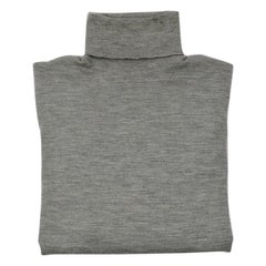 Hermes Light Grey Fine Cashmere and Silk Roll Neck