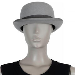 HERMES light grey wool 2010 FELT BOWLER Hat 57