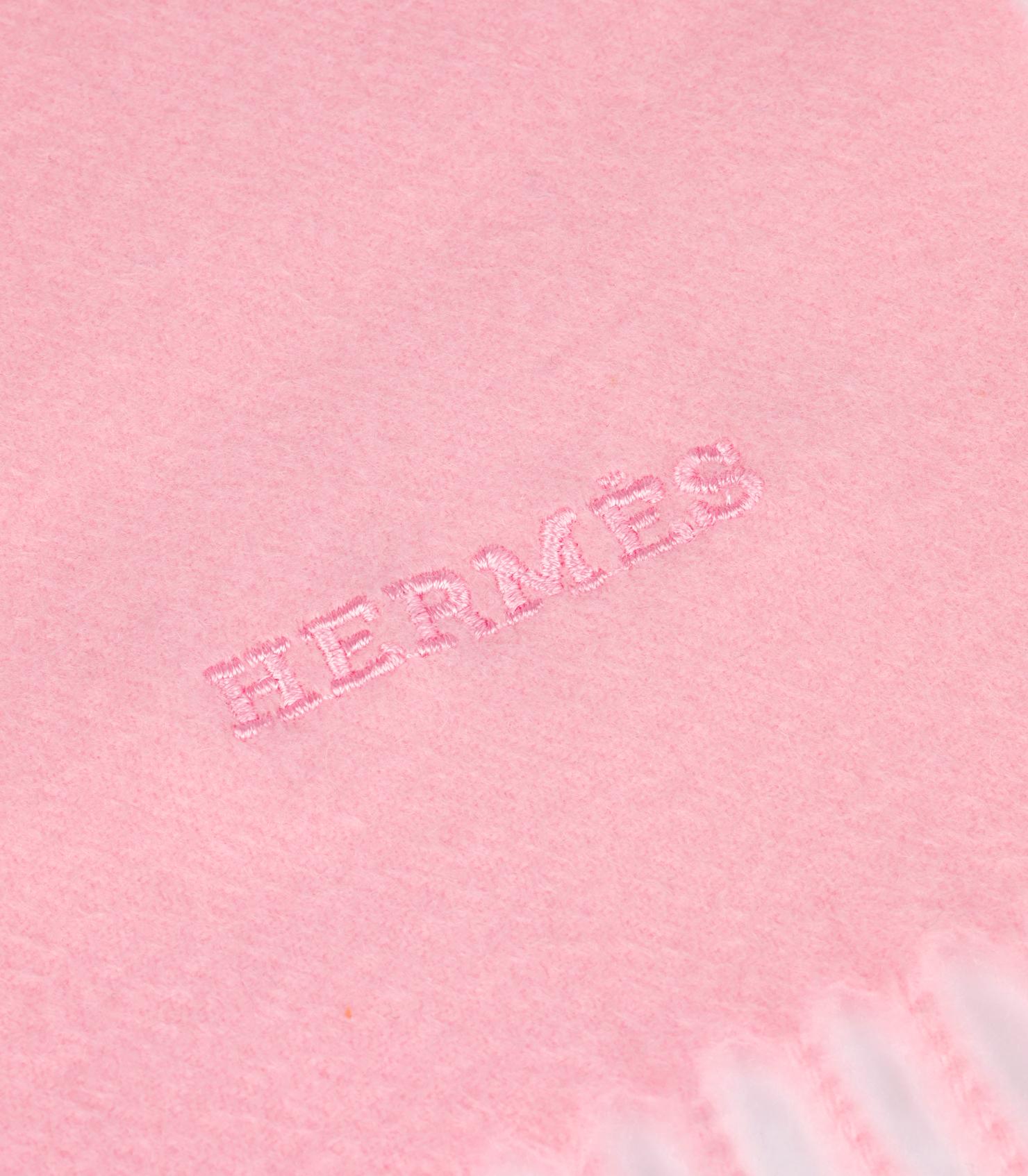 Rosa Hermès Light Pink Cashmere Embroidered Stole in vendita