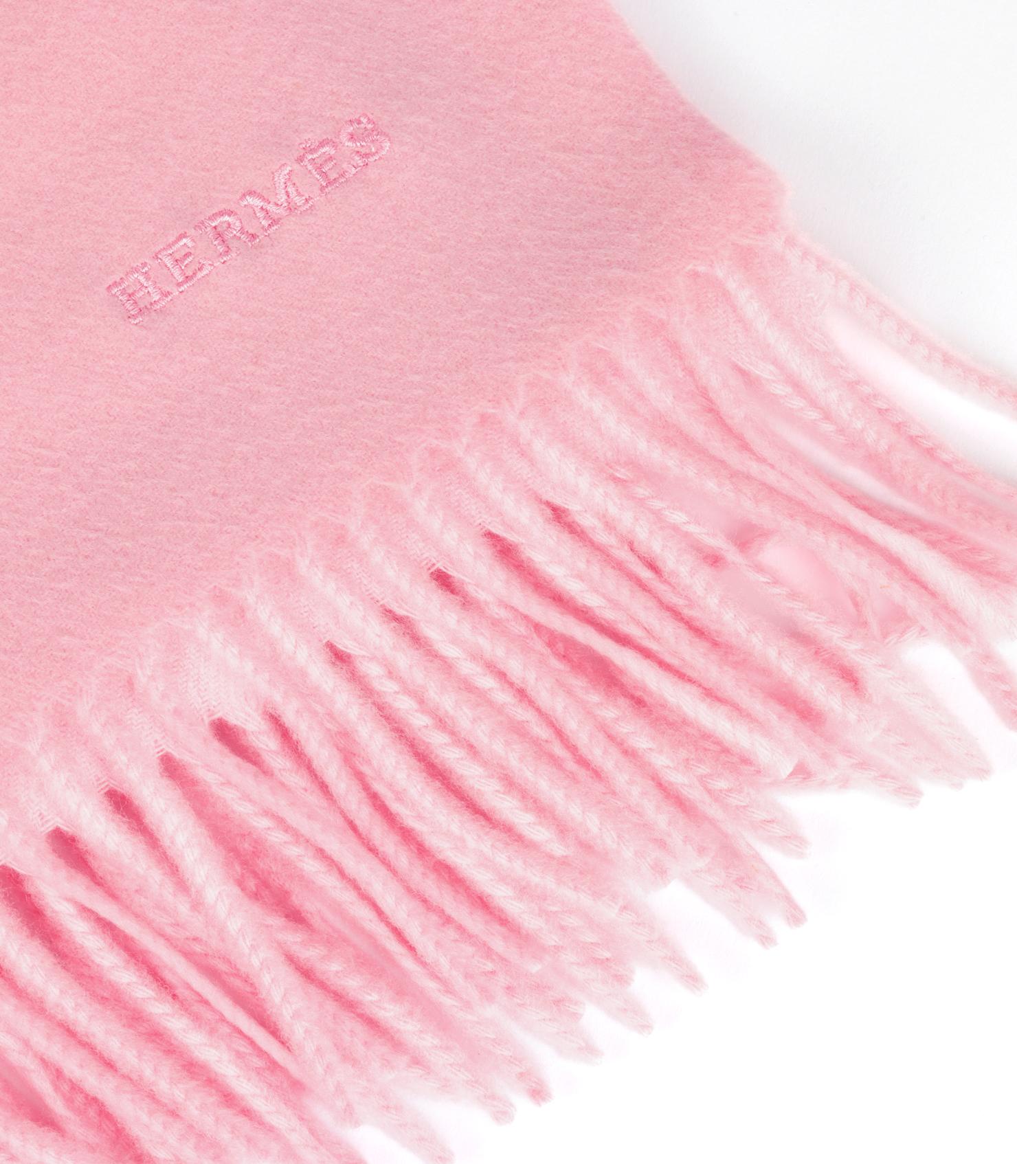 da uomo o donna Hermès Light Pink Cashmere Embroidered Stole in vendita