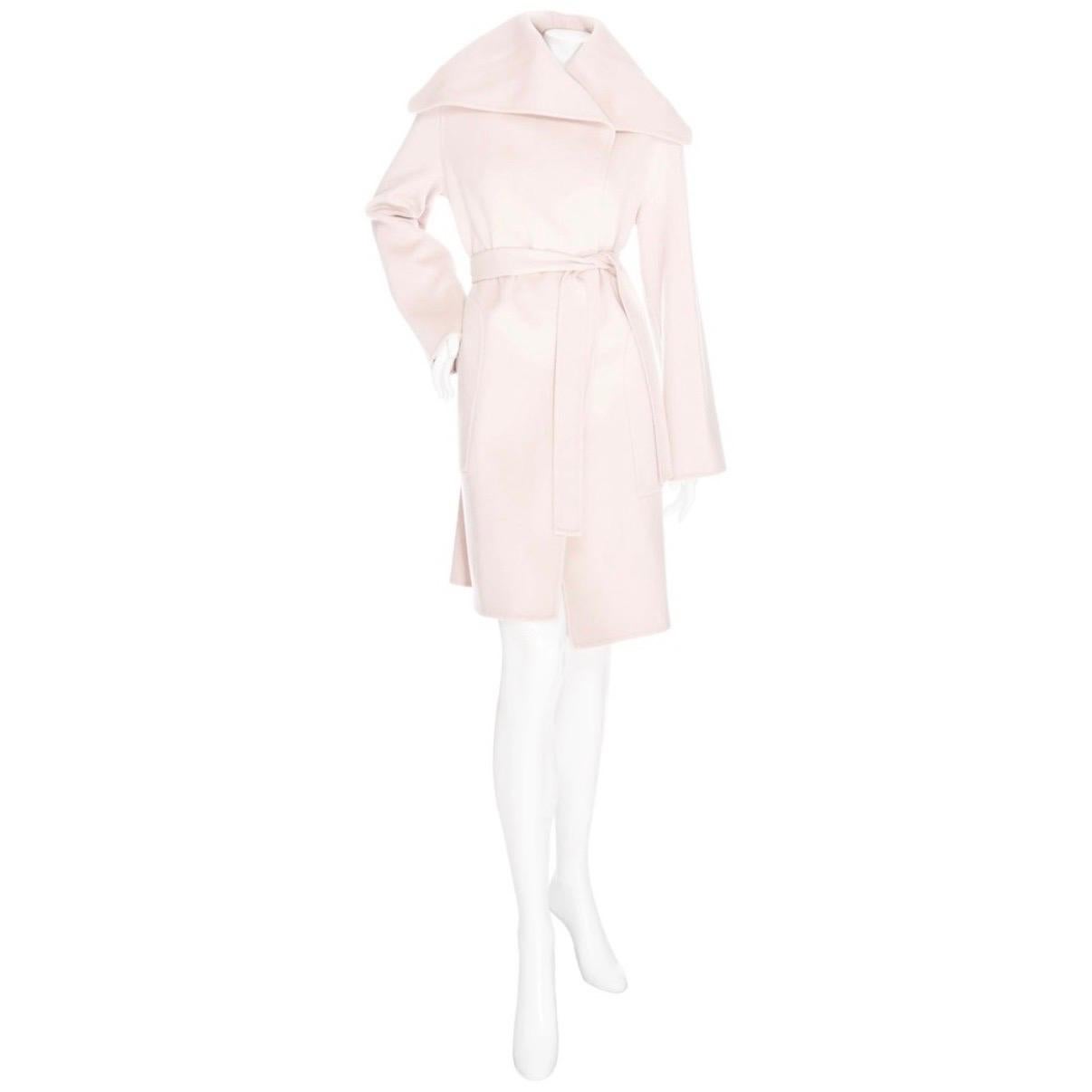 Beige Hermès Light Pink Cashmere Wide Collar Coat