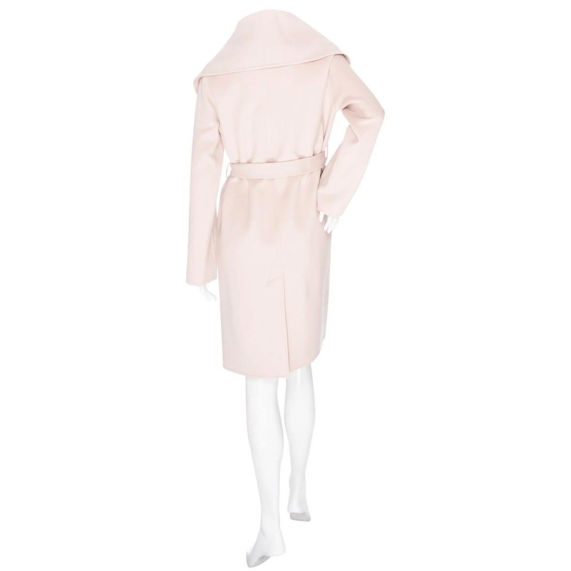 Hermès - Manteau à col large en cachemire rose clair  en vente 2