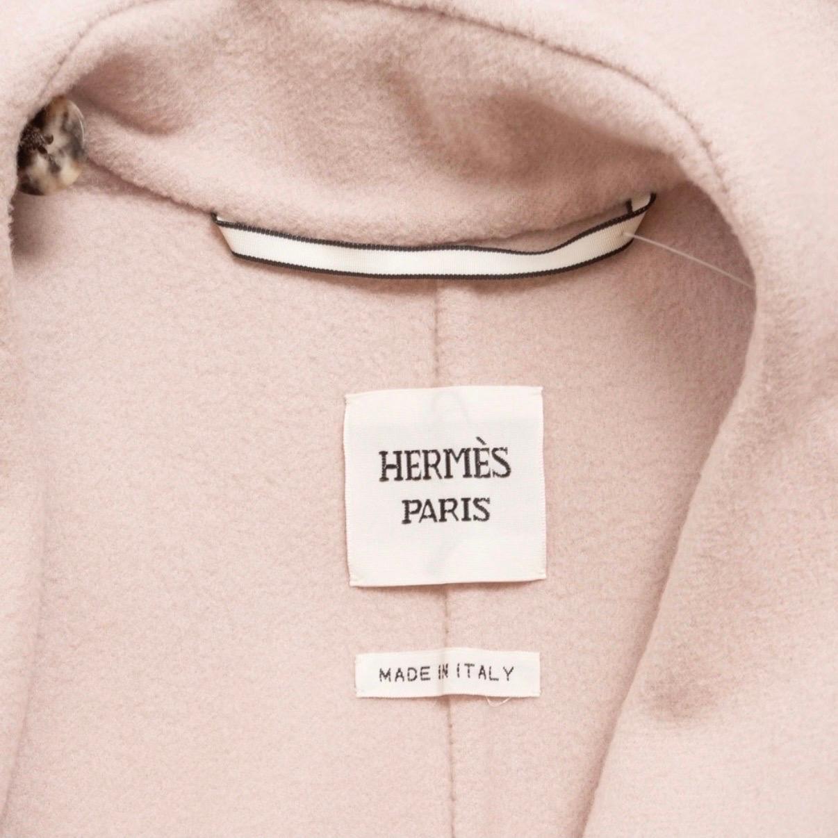 Hermès Light Pink Cashmere Wide Collar Coat 3