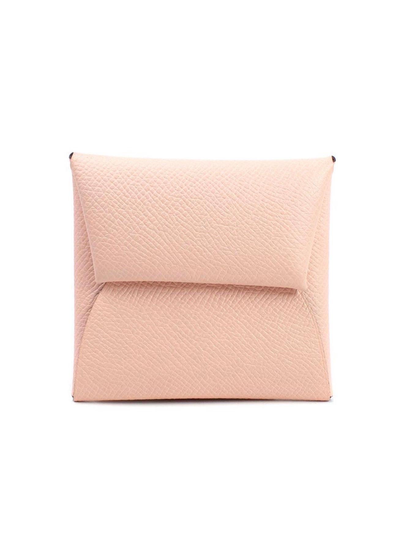 Hermes Light Pink Verso Epsom Leather Bastia Coin Purse For Sale