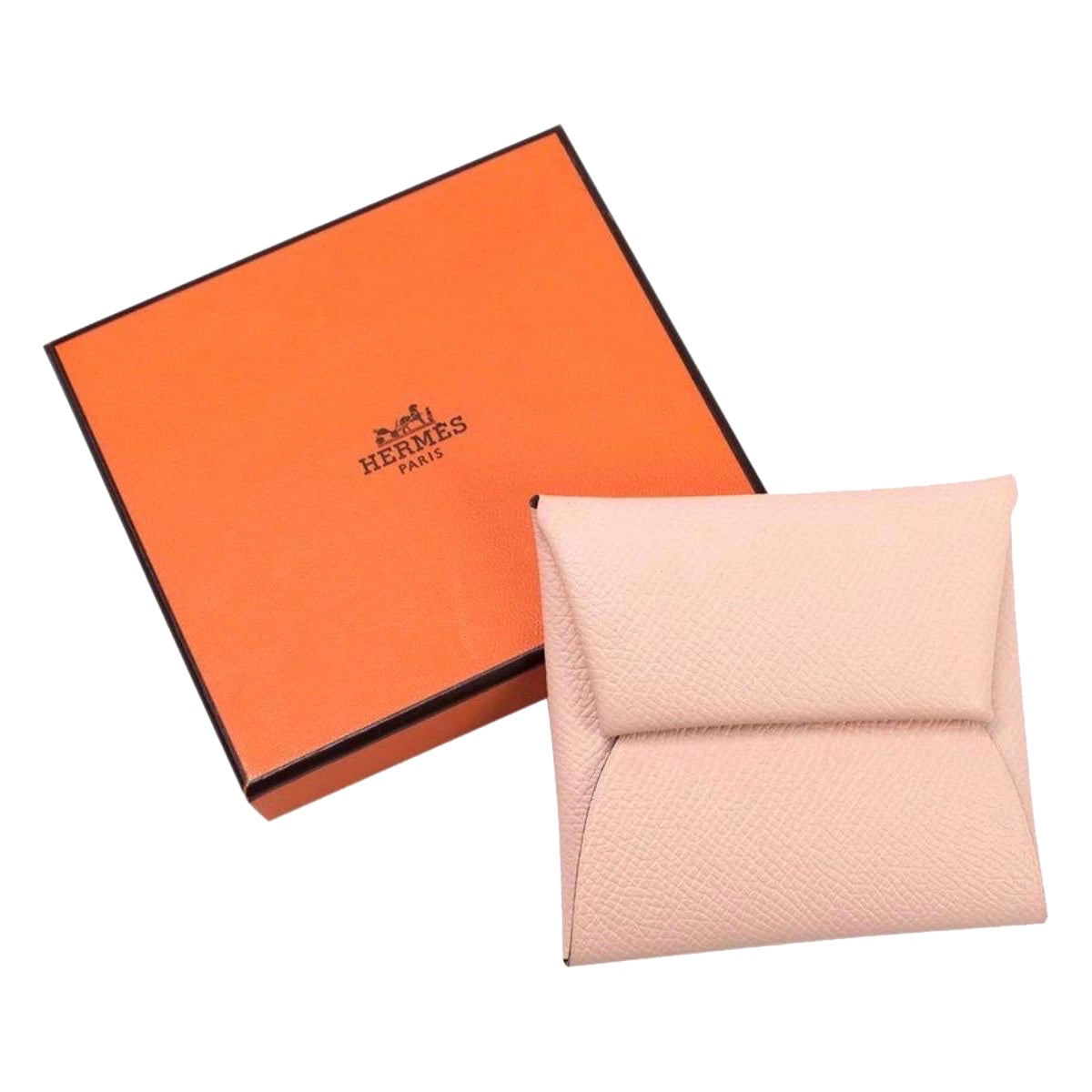 Hermes Light Pink Verso Epsom Leather Bastia Coin Purse For Sale