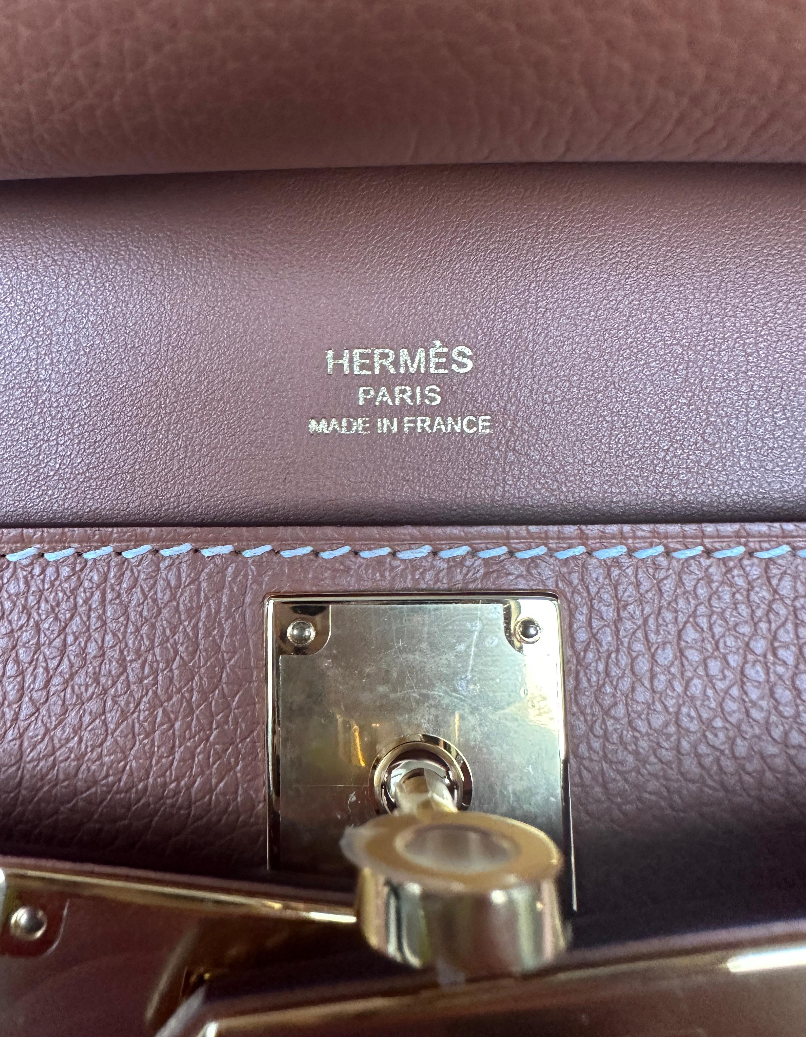 Hermes Like New 2023 Gold Evercolor Leather Mini Jypsiere Messenger Bag 4