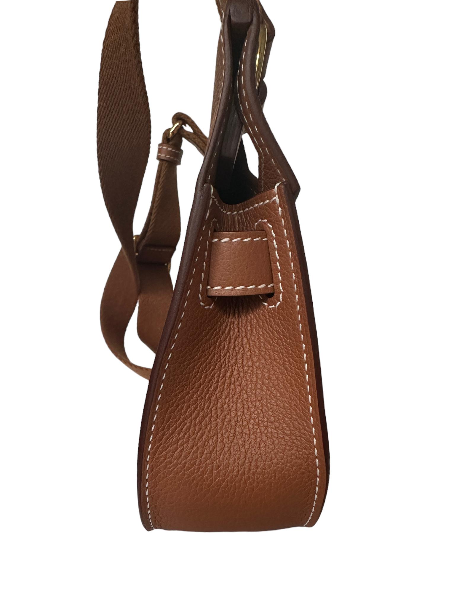 Women's Hermes Like New 2023 Gold Evercolor Leather Mini Jypsiere Messenger Bag