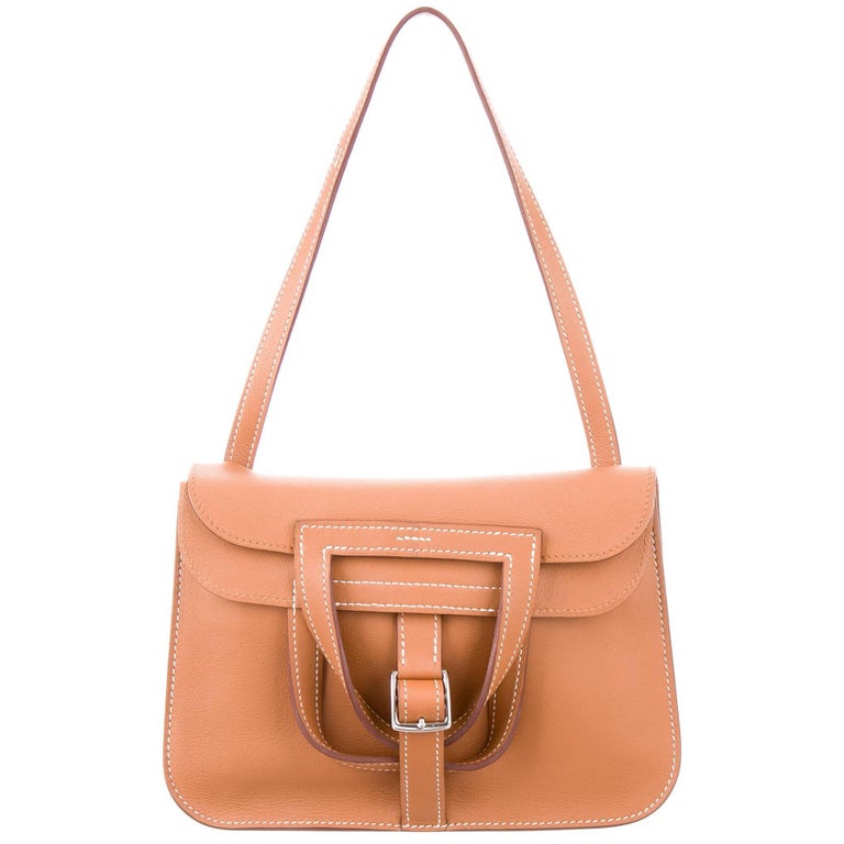 Hermes Like New Cognac Leather Buckle Evening Shoulder Flap Bag at 1stDibs