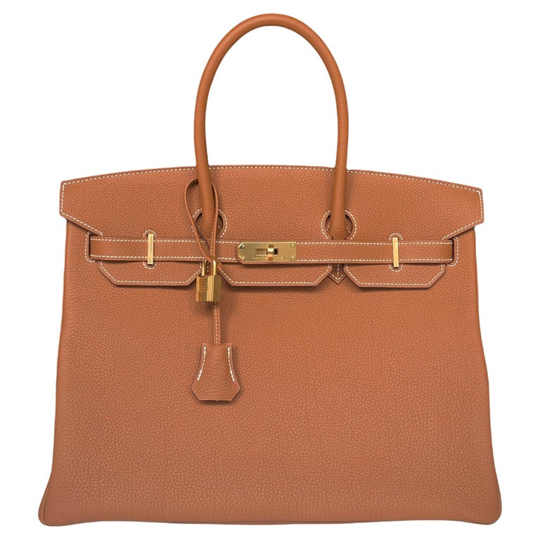 Hermes LIKE NEW Gold Tan Togo Leather 35cm Birkin Bag w/ BOX DUST BAG