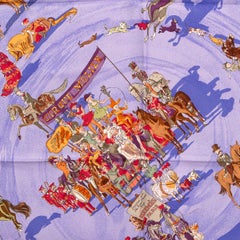 HERMES lilac silk CIRQUE MOLIER 90 Twill Scarf