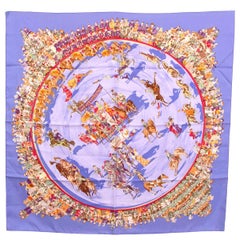 Sciarpa HERMES in seta lilla CIRQUE MOLIER 90 Twill