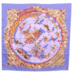 HERMES lilac silk CIRQUE MOLIER 90 Twill Scarf