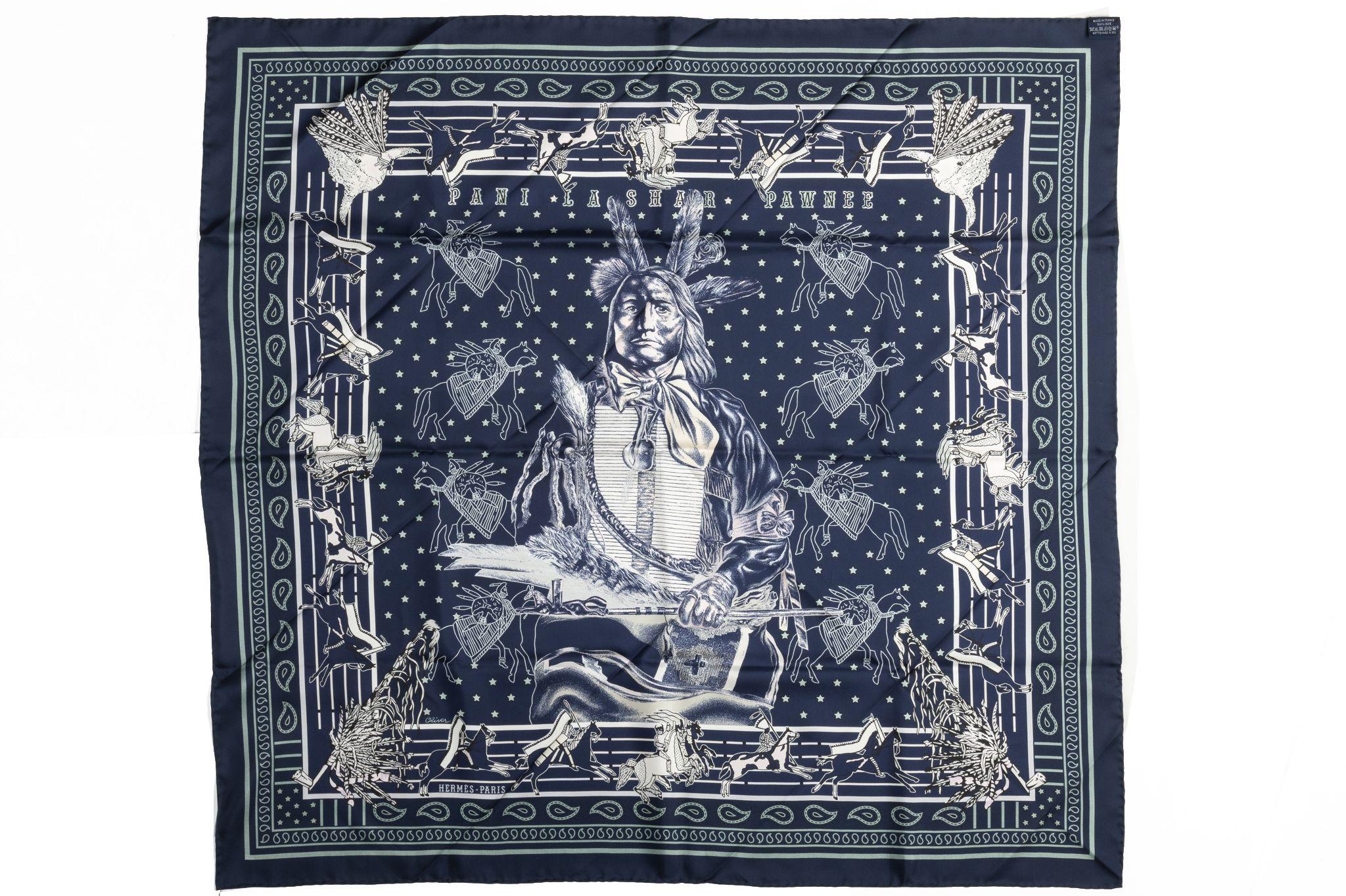 Noir Hermès Lim. Ed. Pawnee Bandana Scarf en vente