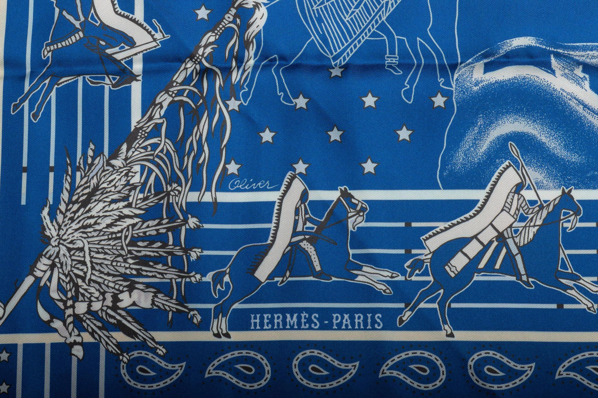 Hermès Lim. Ed. Pawnee Bandana Scarf New in Box For Sale 5