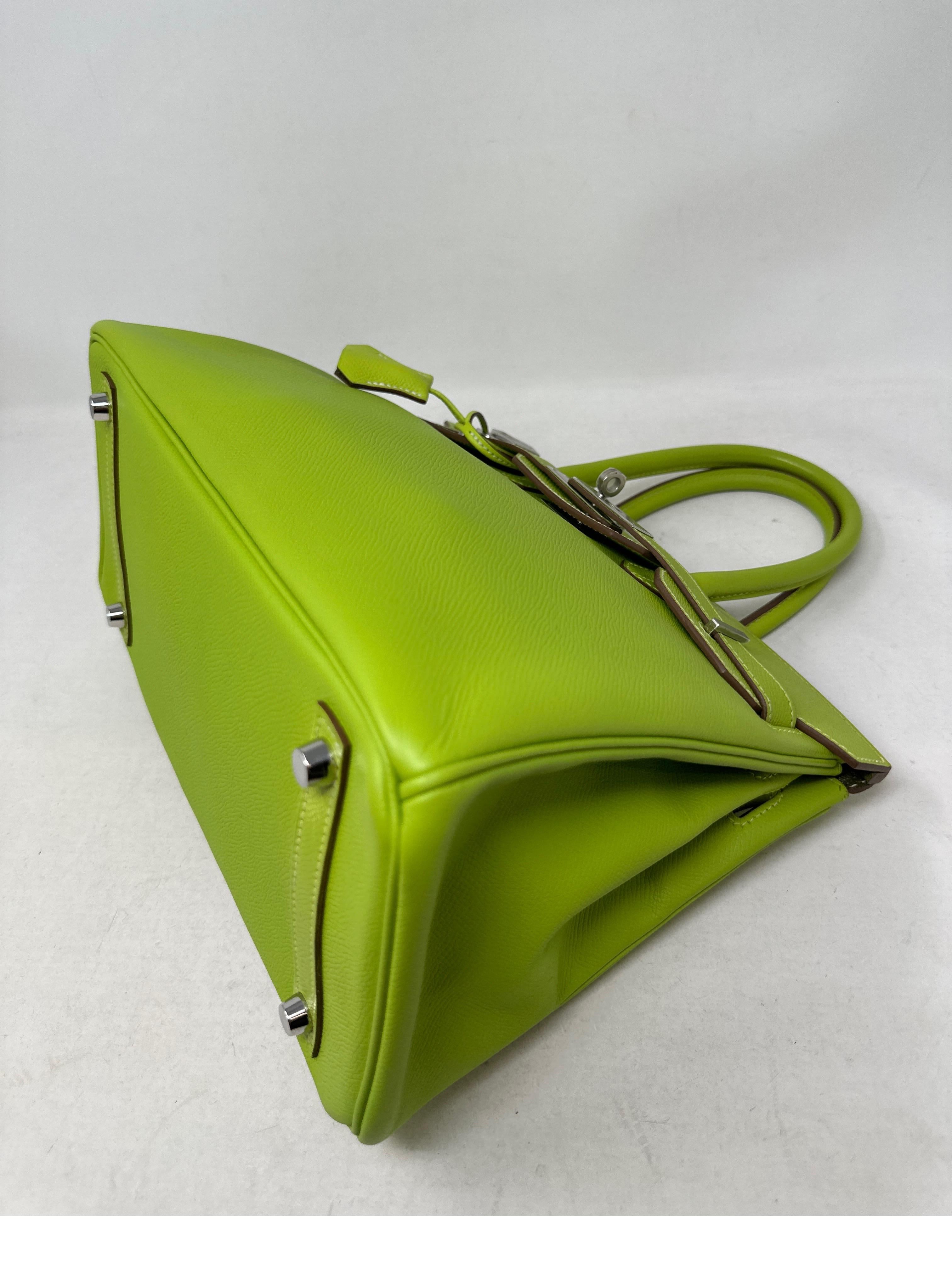 Hermes Lime Birkin 30 Bag  For Sale 4