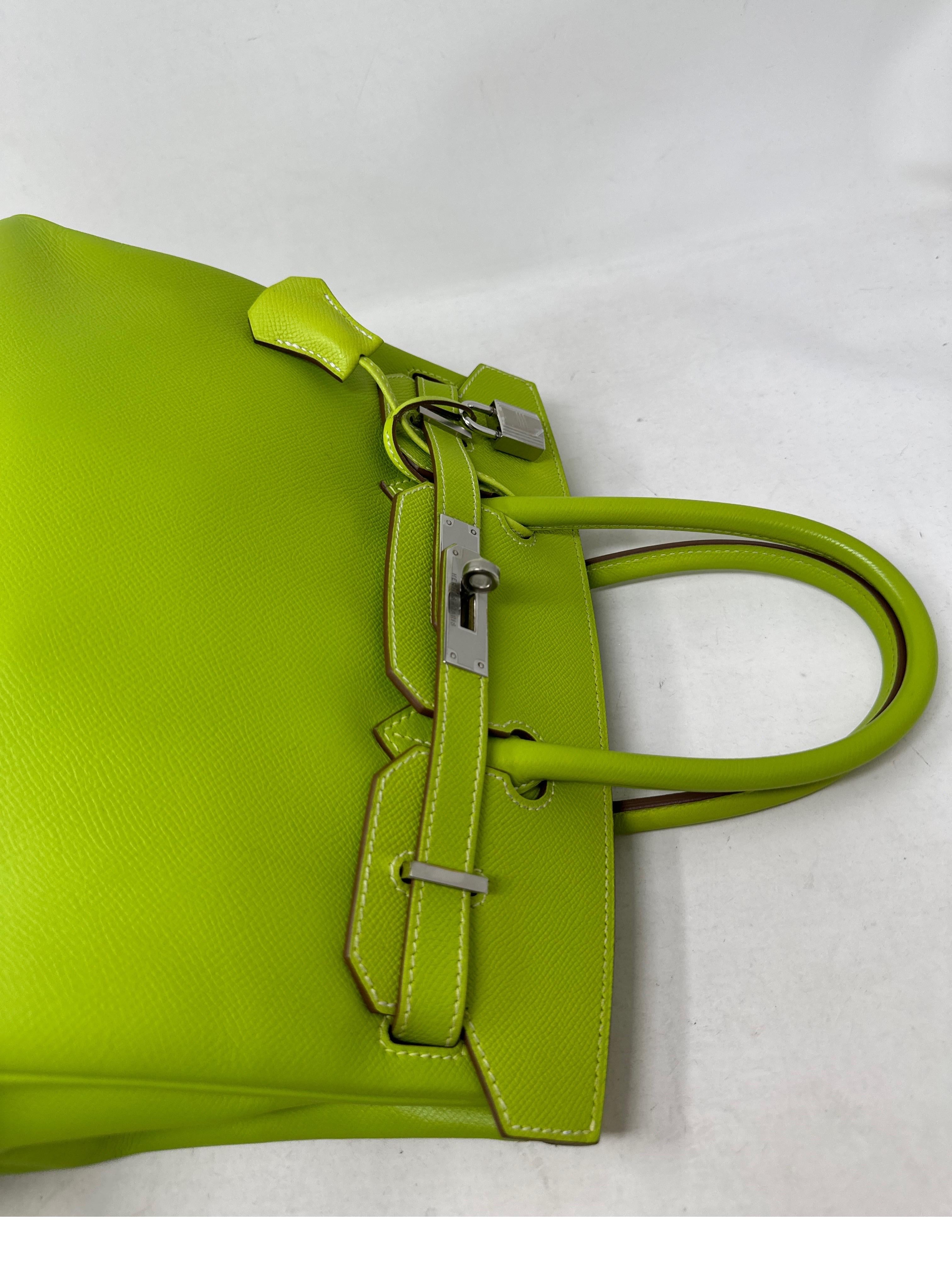 Hermes Lime Birkin 30 Bag  For Sale 7