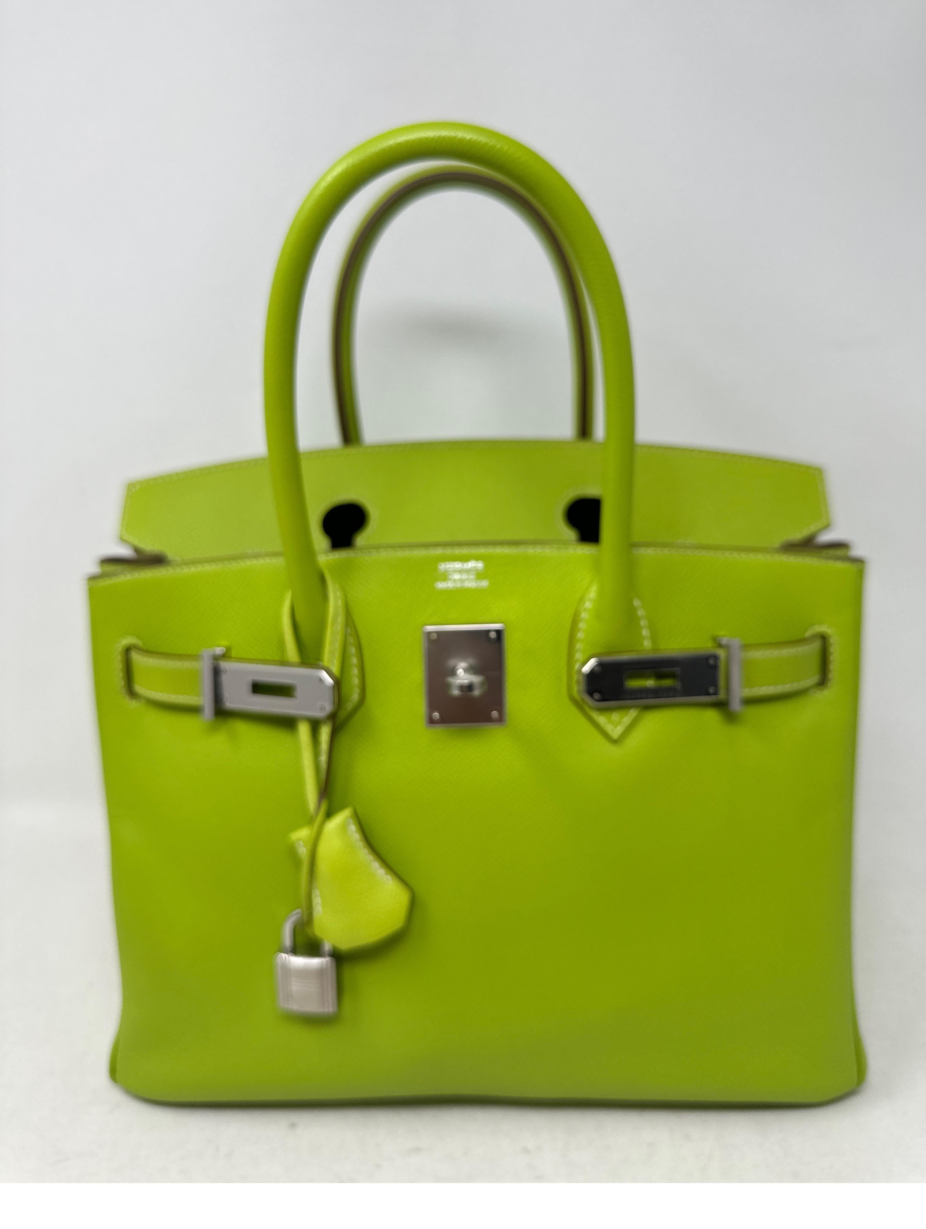 Hermes Lime Birkin 30 Bag  For Sale 12
