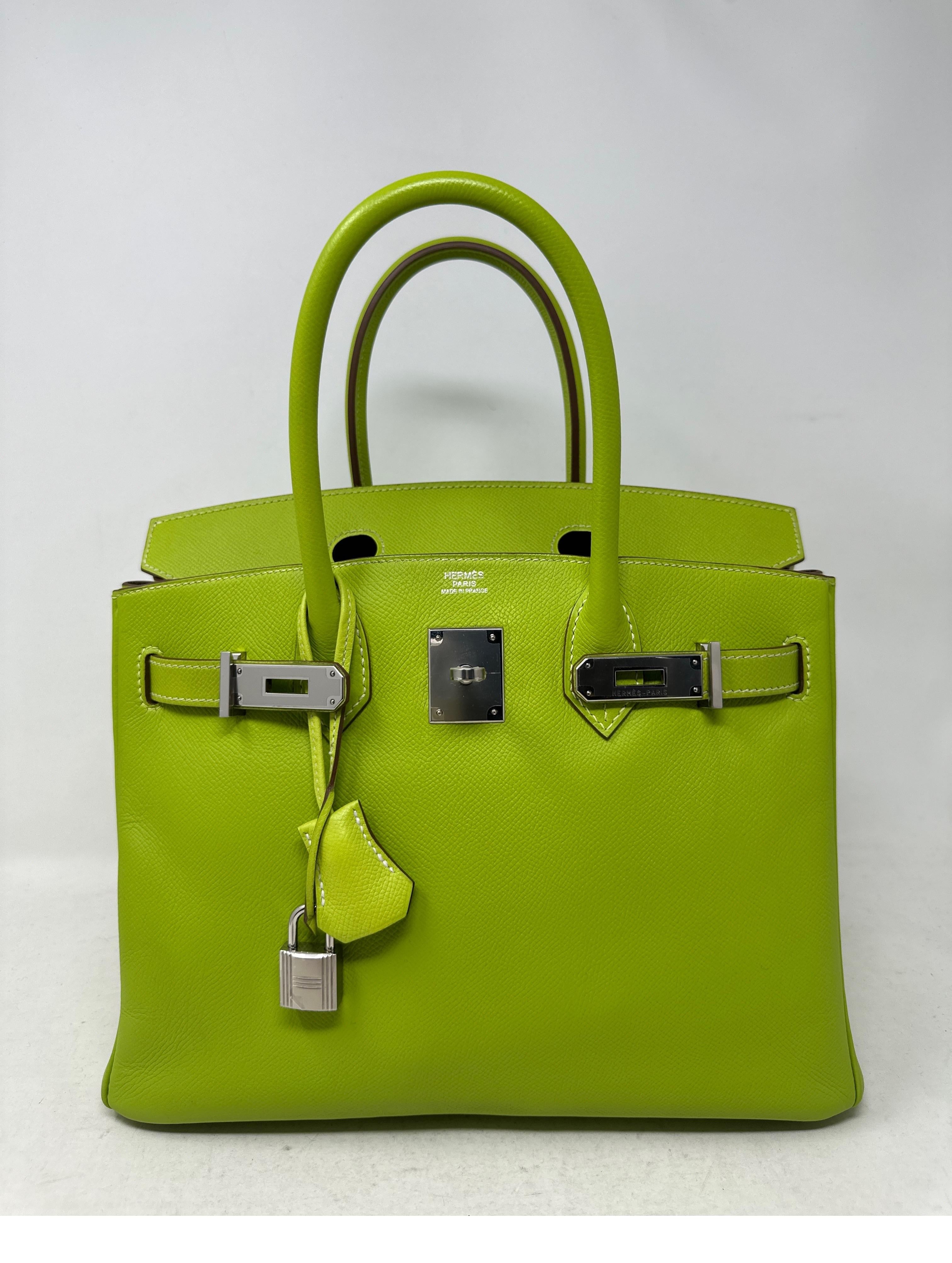 Hermes Lime Birkin 30 Bag  For Sale 13