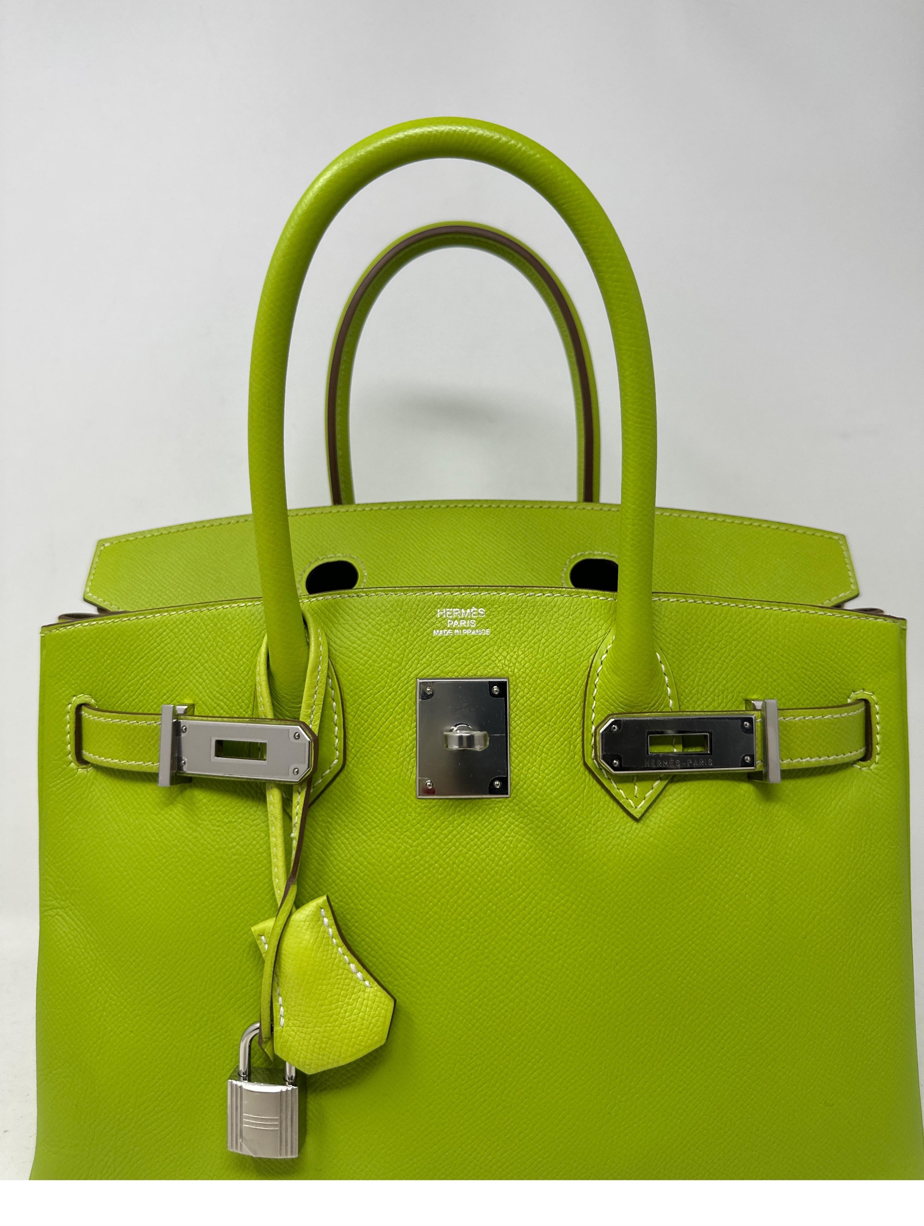 Hermes Lime Birkin 30 Bag  For Sale 14