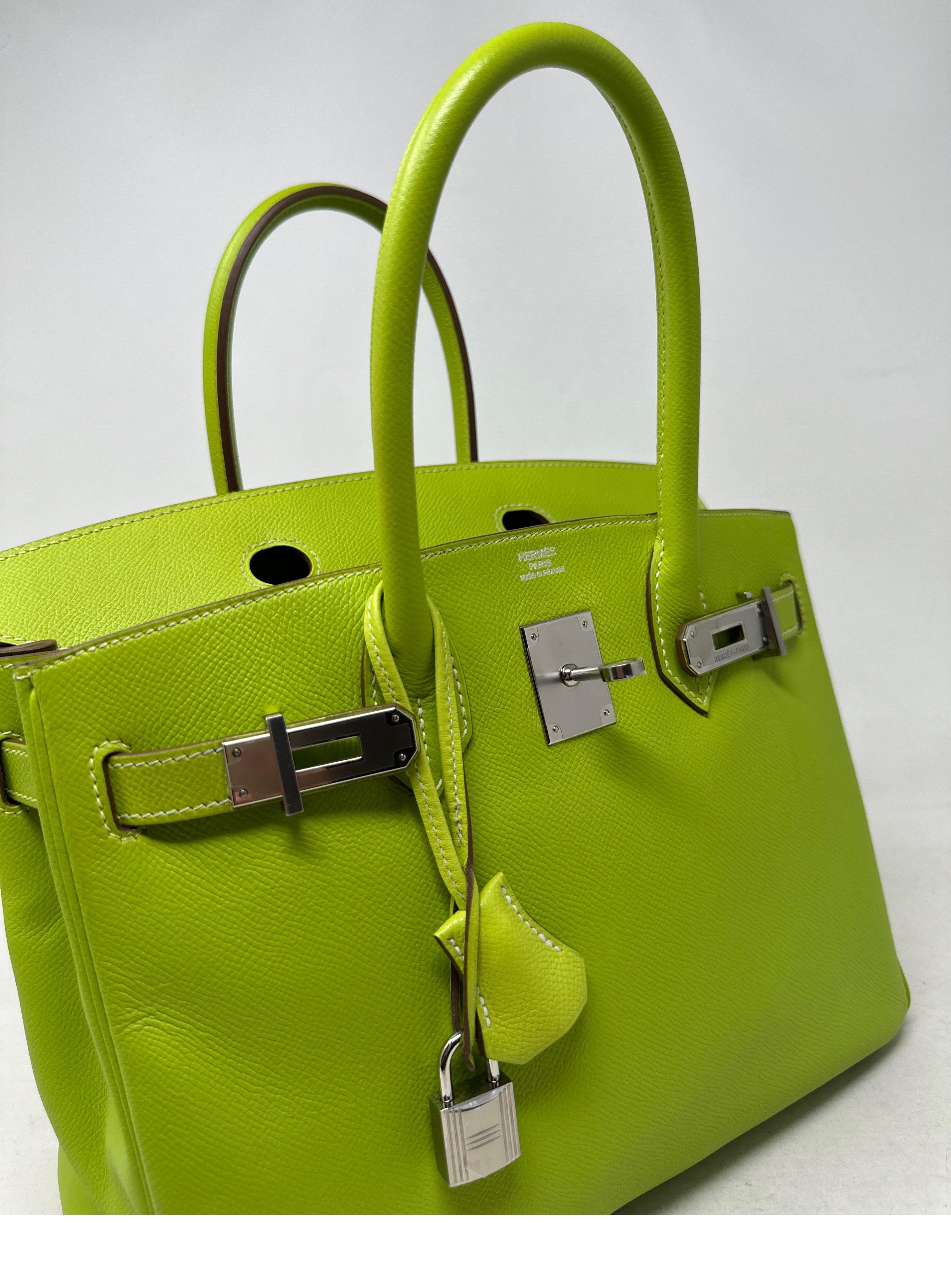 Hermes Lime Birkin 30 Bag  For Sale 14