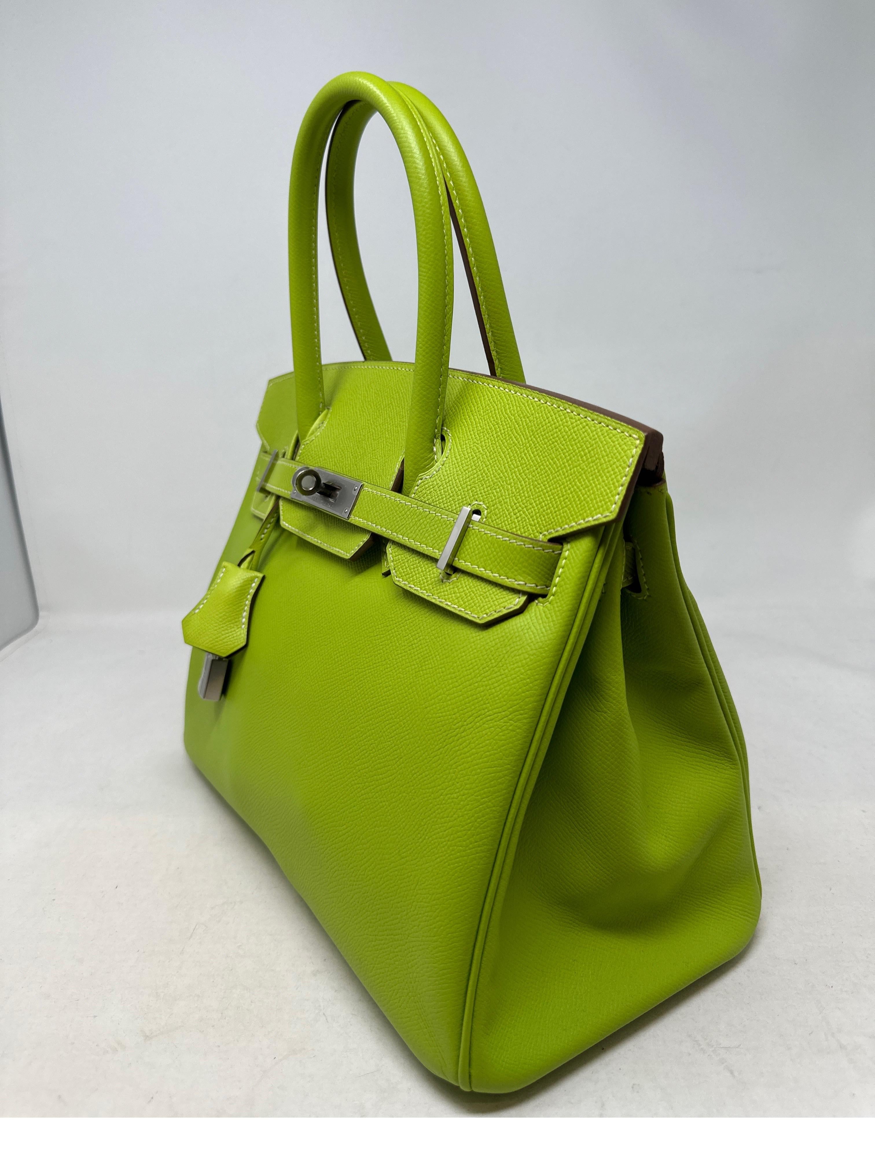 Hermes Lime Birkin 30 Bag  In Excellent Condition For Sale In Athens, GA
