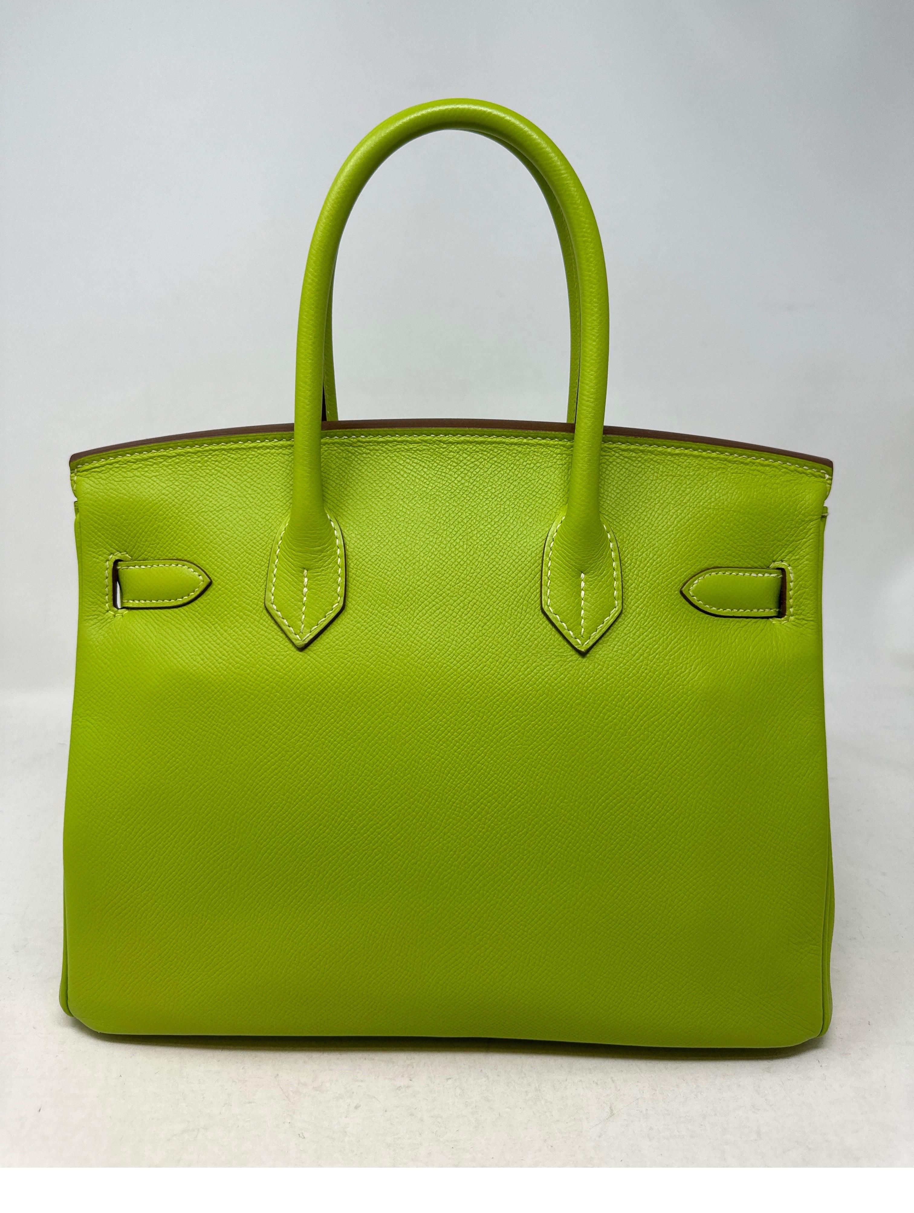Women's or Men's Hermes Lime Birkin 30 Bag  For Sale