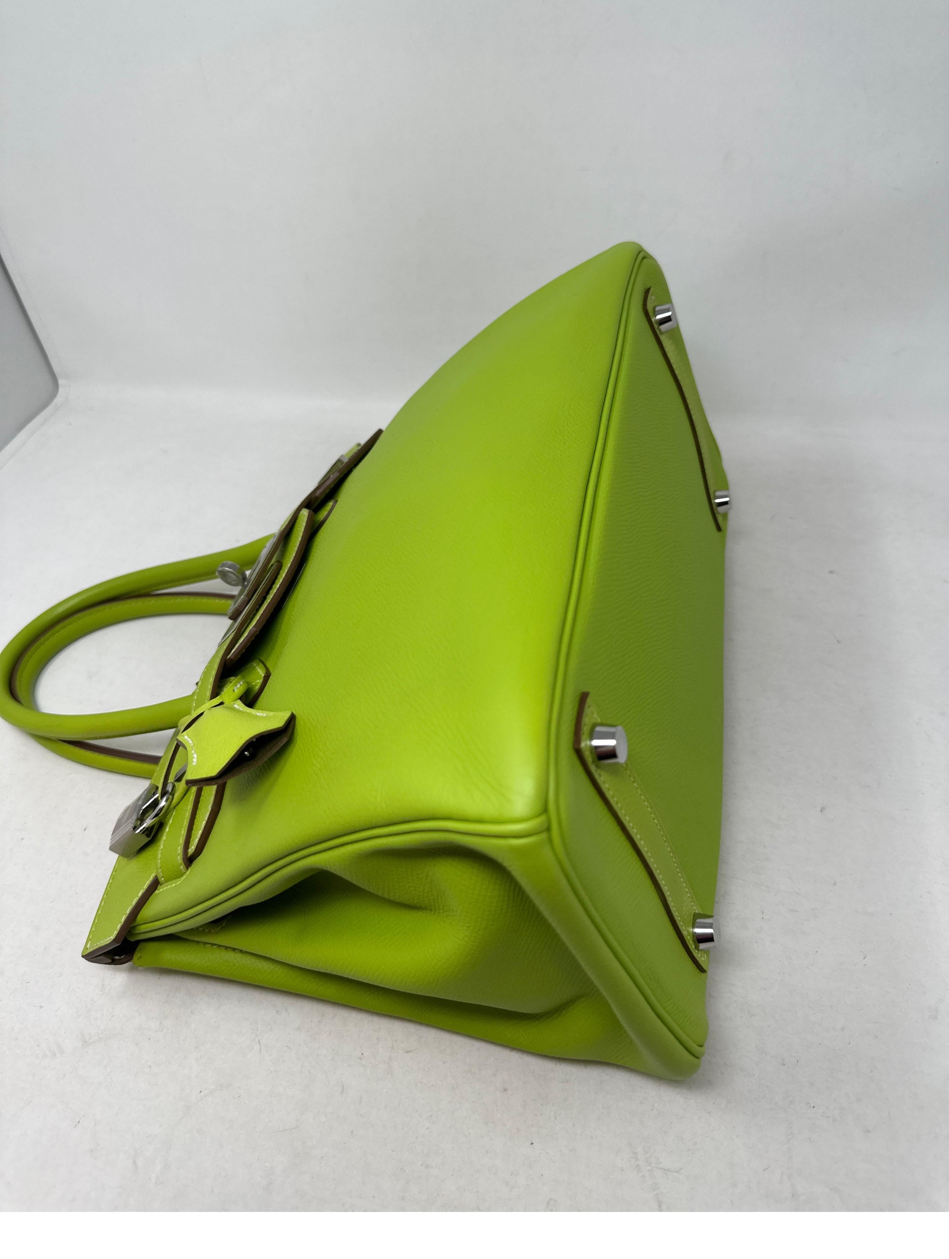 Hermes Lime Birkin 30 Bag  For Sale 4