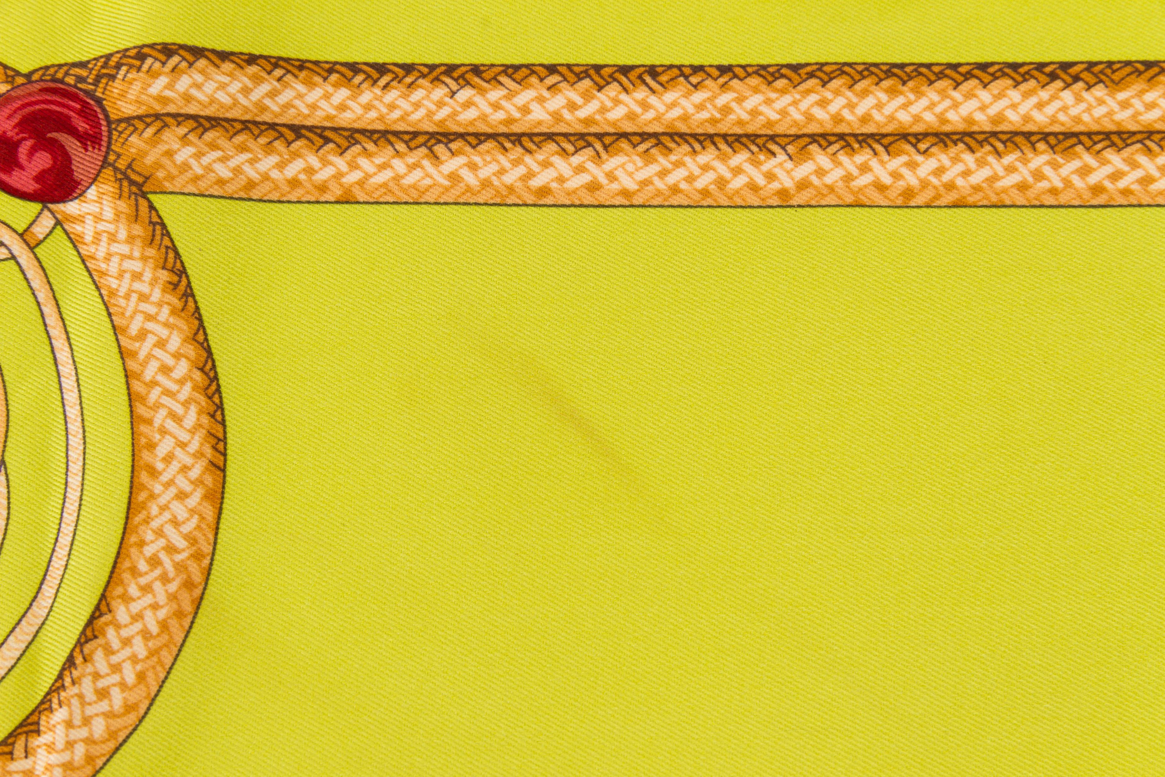 Women's Hermès Lime Brandebourg Silk Scarf