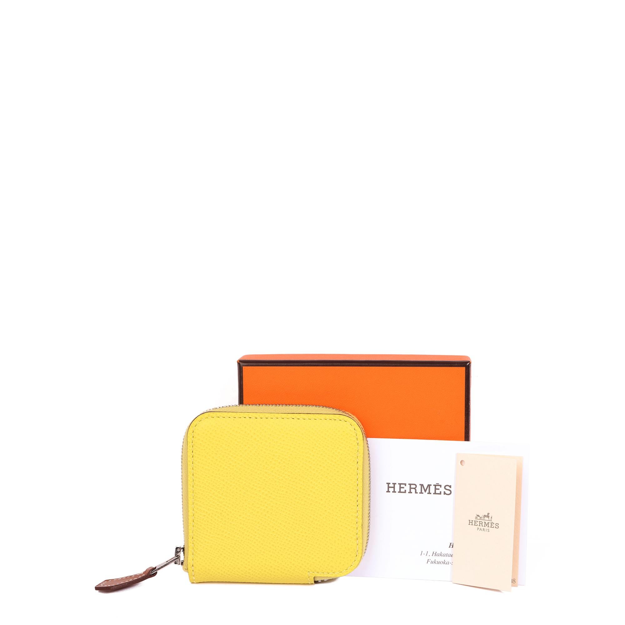 Hermès LIME EPSOM LEATHER SILK'IN CLASSIQUE COIN PURSE 1