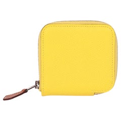 Used Hermès LIME EPSOM LEATHER SILK'IN CLASSIQUE COIN PURSE