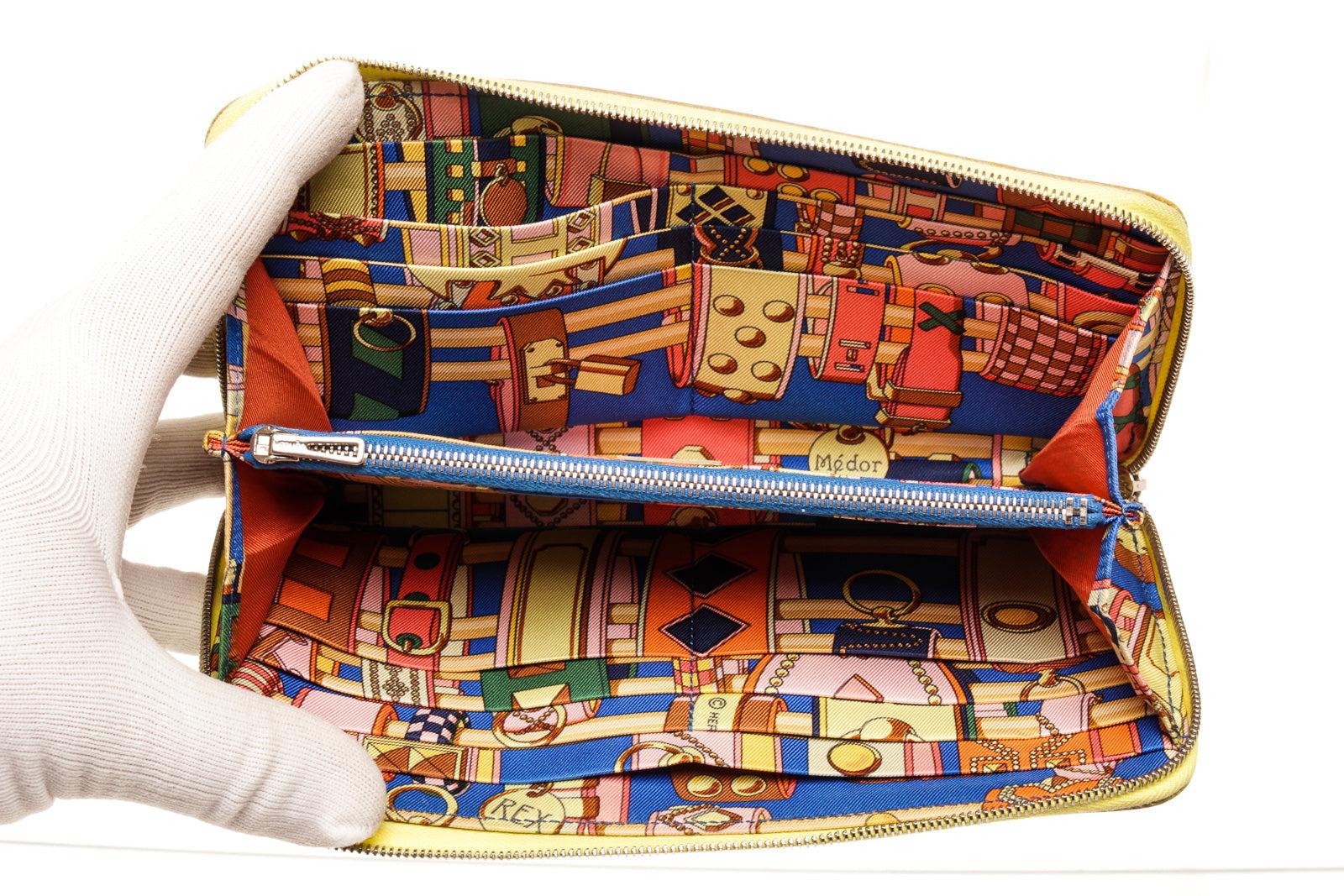 Women's Hermes Lime Epsom Leather Silk'In Wallet with palladium-plated hardware