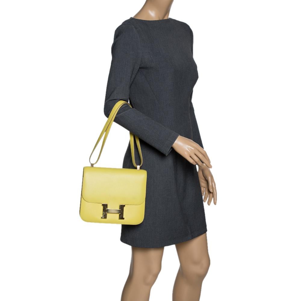 Hermes Limone Evercolor Leder Constance 24 Tasche (Gelb)