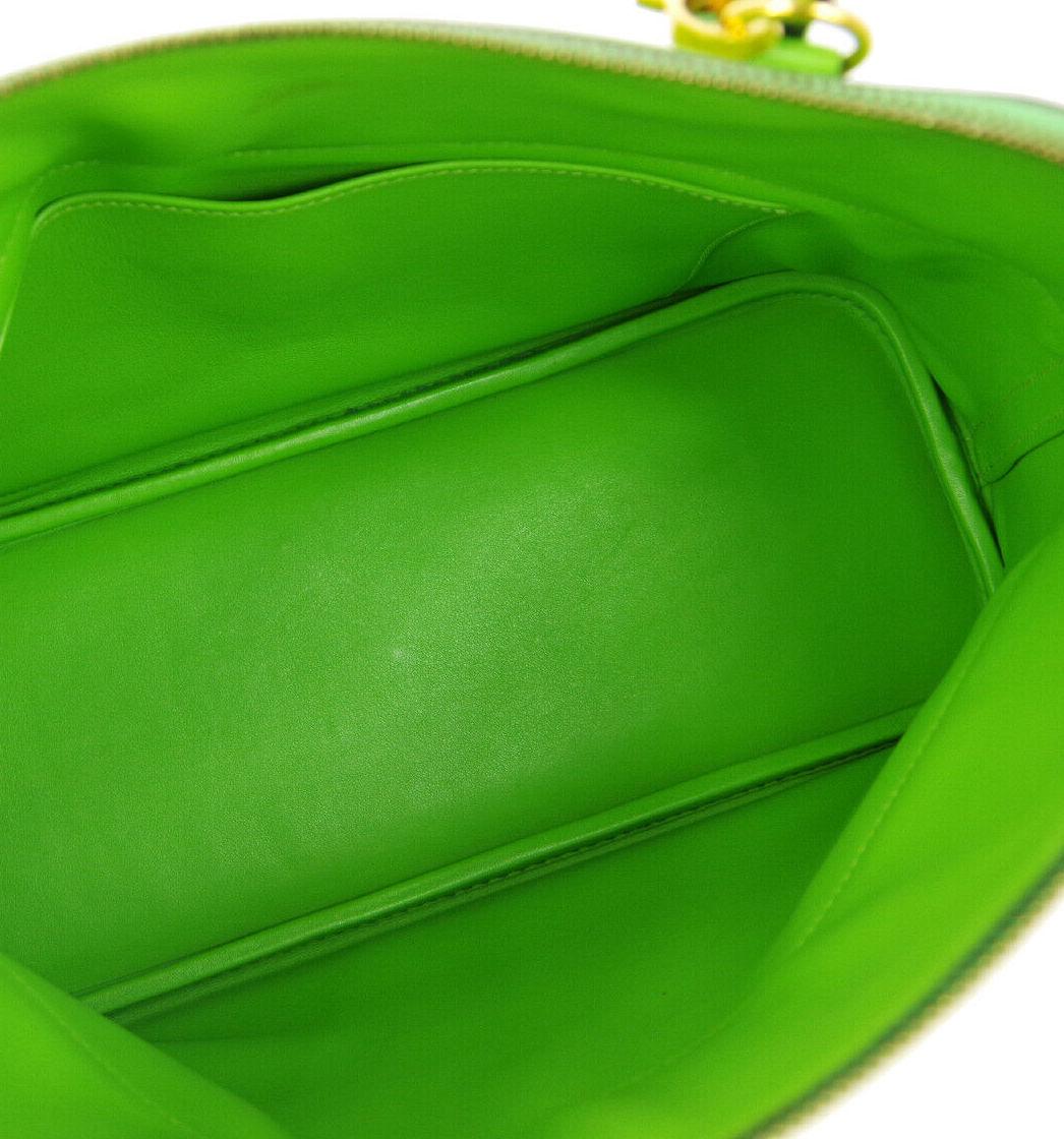 Hermes Lime Green Leather Carryall Gold Top Handle Satchel Tote Shoulder Bag In Good Condition In Chicago, IL