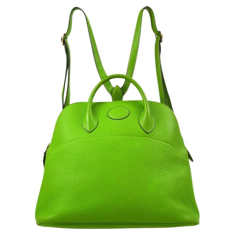 HERMES Lime Green Leather Gold Hardware Bolide Ado PM Backpack Bag