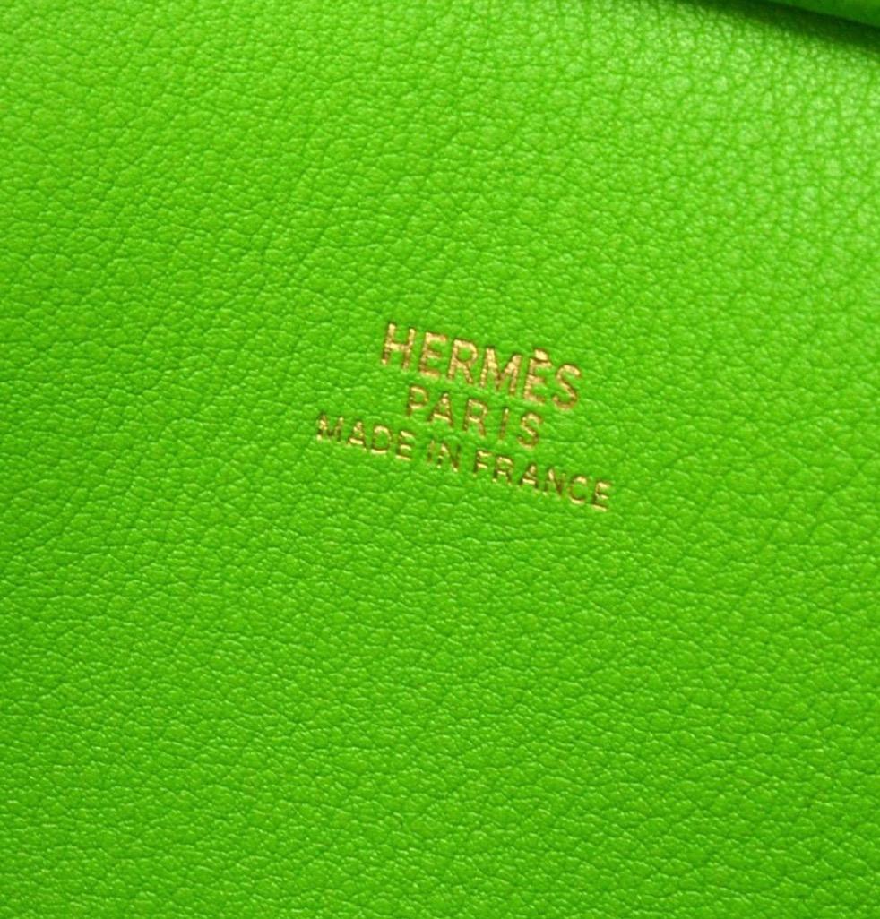 Hermes Lime Green Orange Leather Small Gold Evening Top Handle Satchel Bag 3