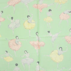 HERMES lime green silk chiffon LA DANSE 90 MOUSSELINE Scarf