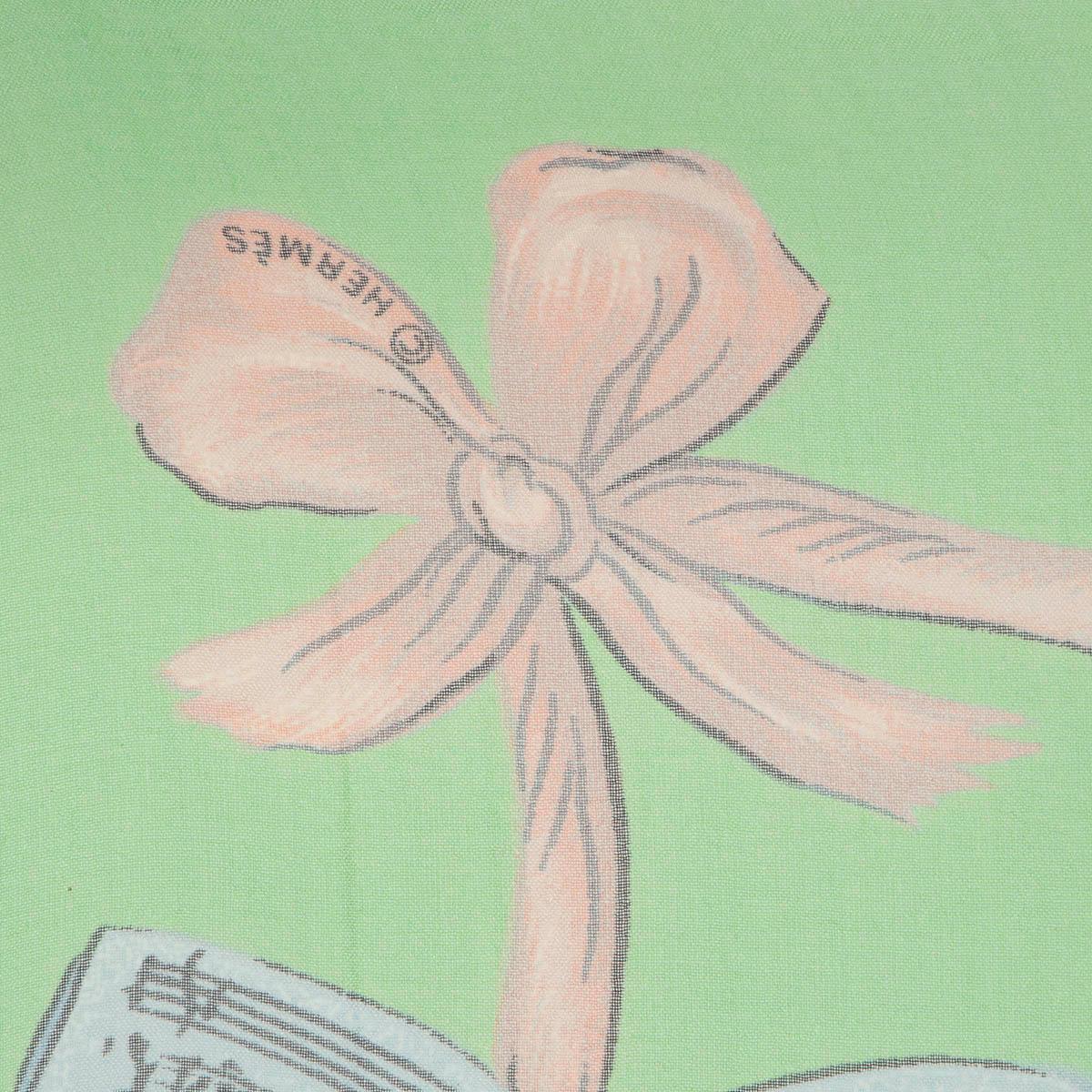 Women's or Men's HERMES lime green silk chiffon LA DANSE 90 MOUSSELINE Scarf For Sale