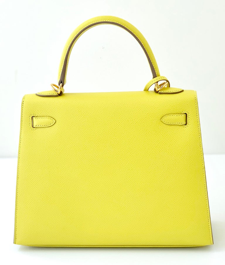 Hermès Lime Kelly 25 Epsom Sellier Gold Hardware Bag at 1stDibs