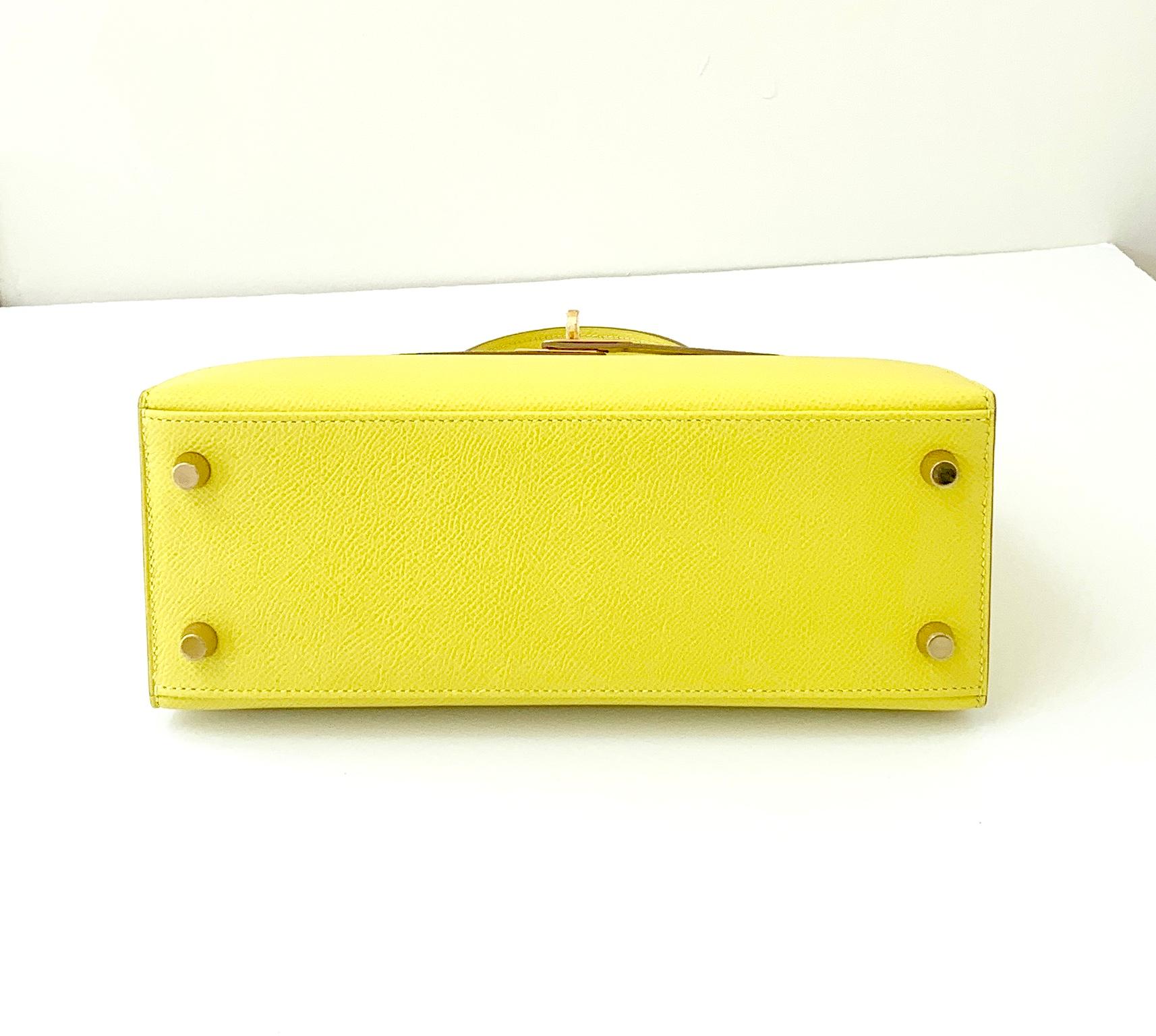 Hermès Lime Kelly 25  Epsom Sellier Gold  Hardware Bag 2