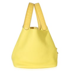 Hermès Lime Mimosa Clemence Niloticus Crocodile Touch Picotin Lock 22 PHW
