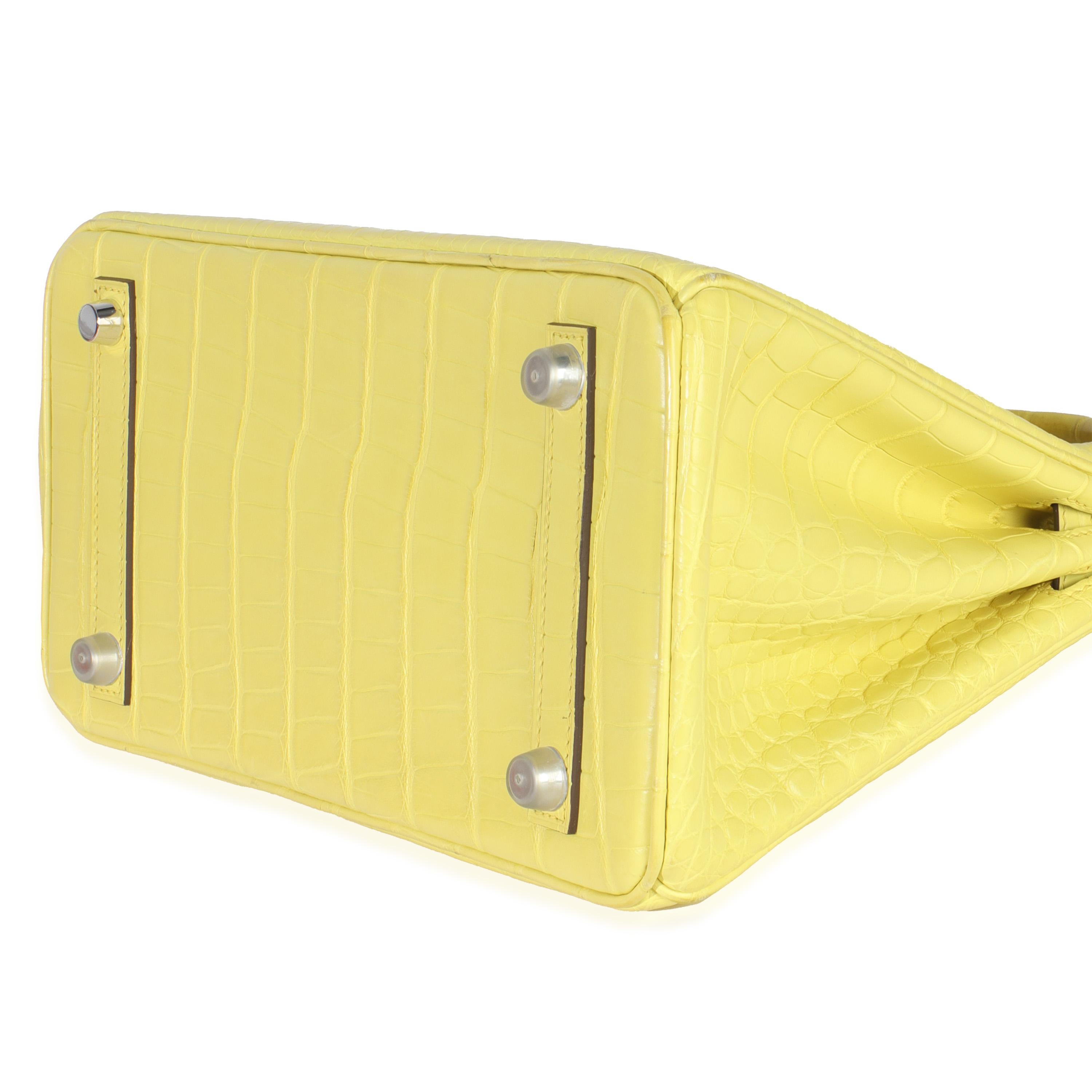 Hermès Lime Mississippiensis Matte Alligator Birkin 25 PHW Pour femmes en vente