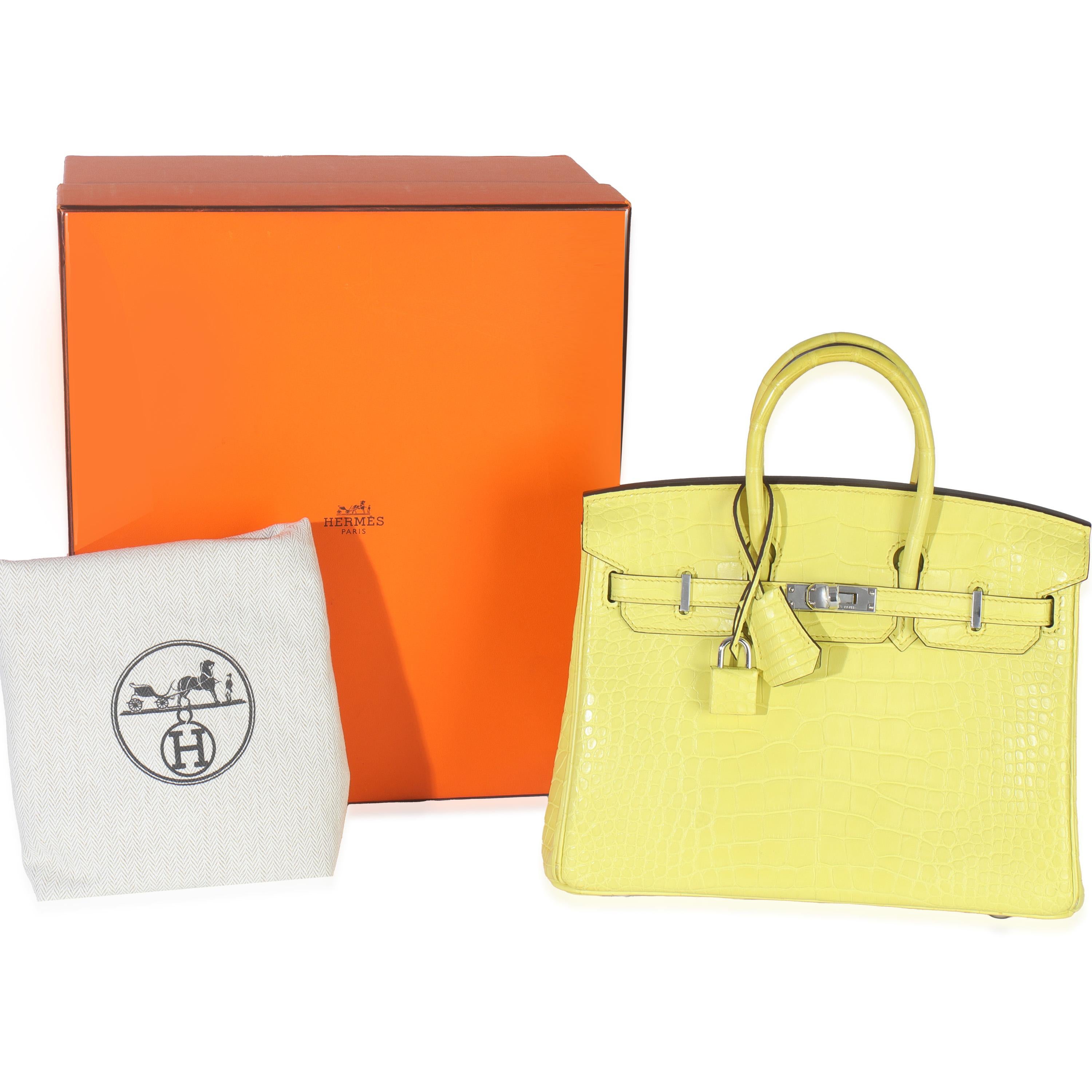 Hermès Lime Mississippiensis Matte Alligator Birkin 25 PHW en vente 1