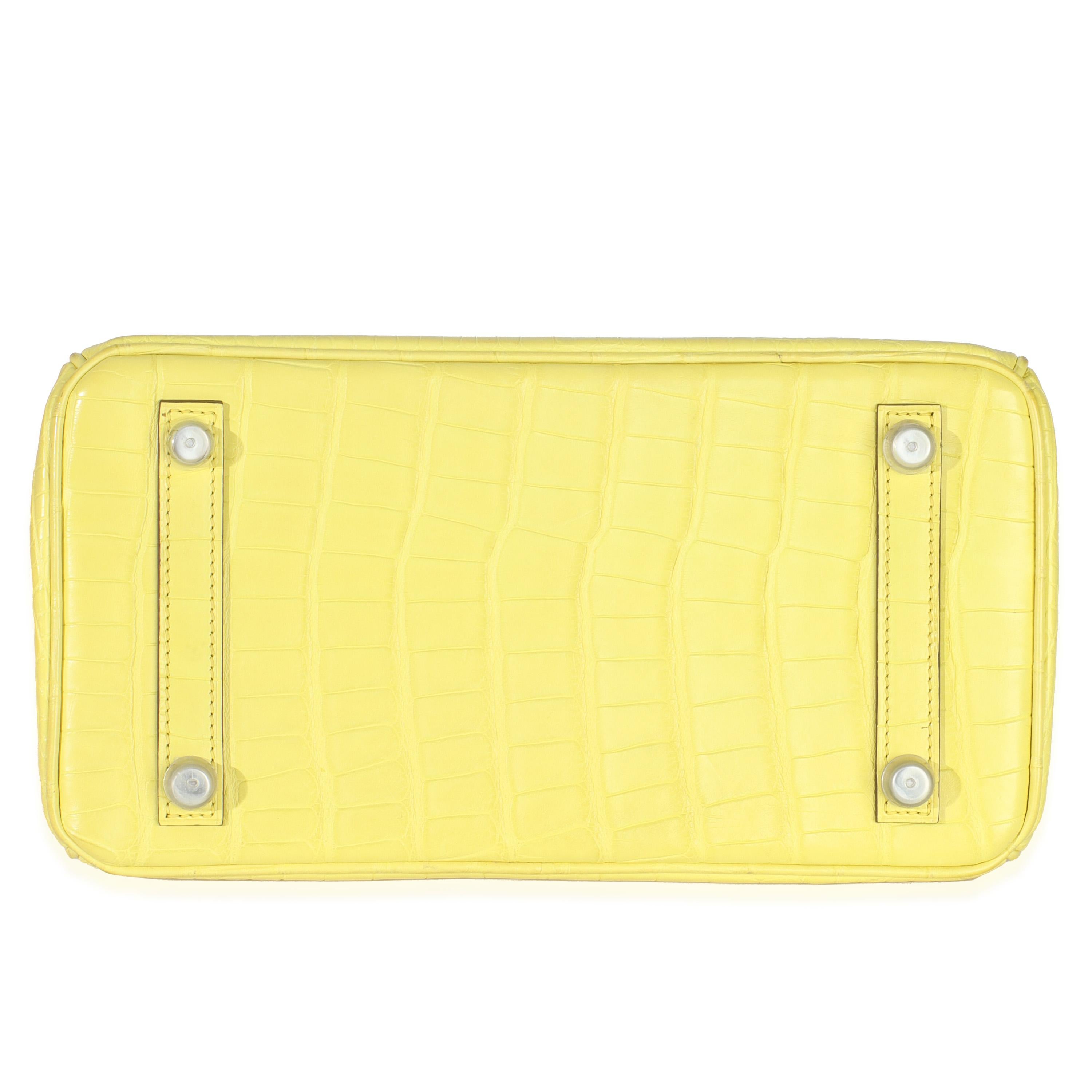 Hermès Lime Mississippiensis Matte Alligator Birkin 25 PHW en vente 3