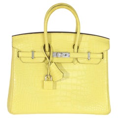 Hermès Lime Mississippiensis Matte Alligator Birkin 25 PHW