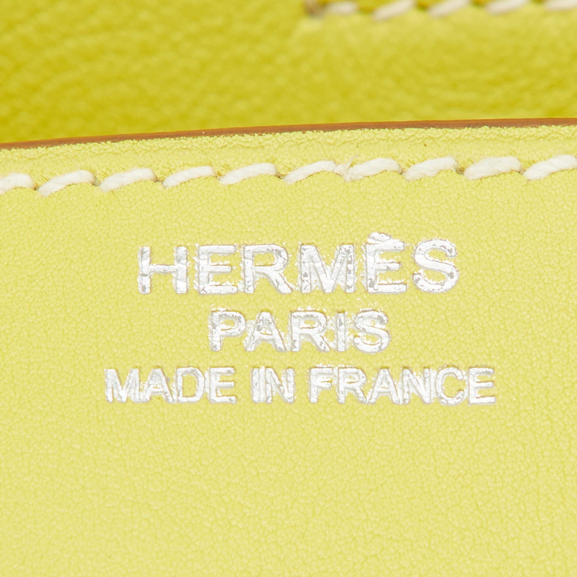 Hermes Lime Swift Leather Palladium Finish Birkin 35 Bag For Sale 4