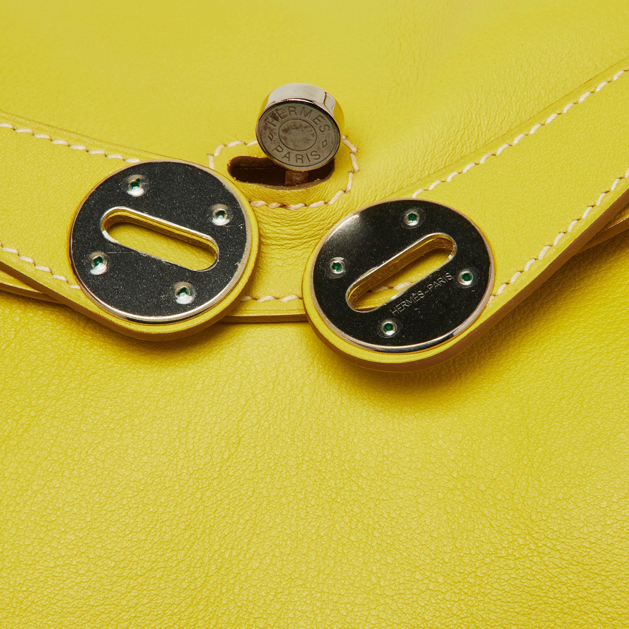 Hermès Lime Swift Leather Palladium Finish Lindy 26 Bag 1